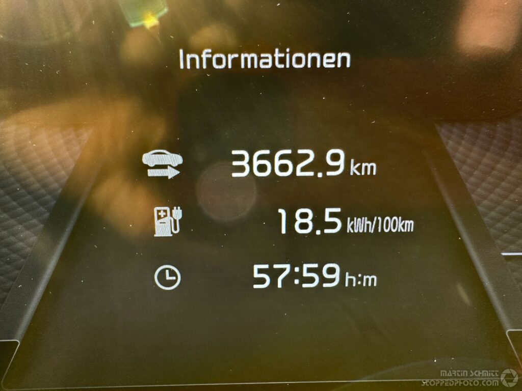 3662,9 km gefahren, 18,5 kWh/100km Durchschnittsverbrauch